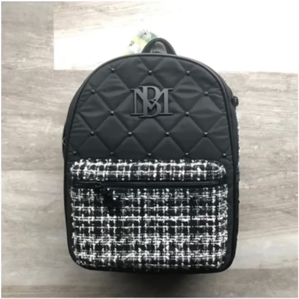 NWT Badgley Mischka Black Diamond Quilted Nylon Backpack